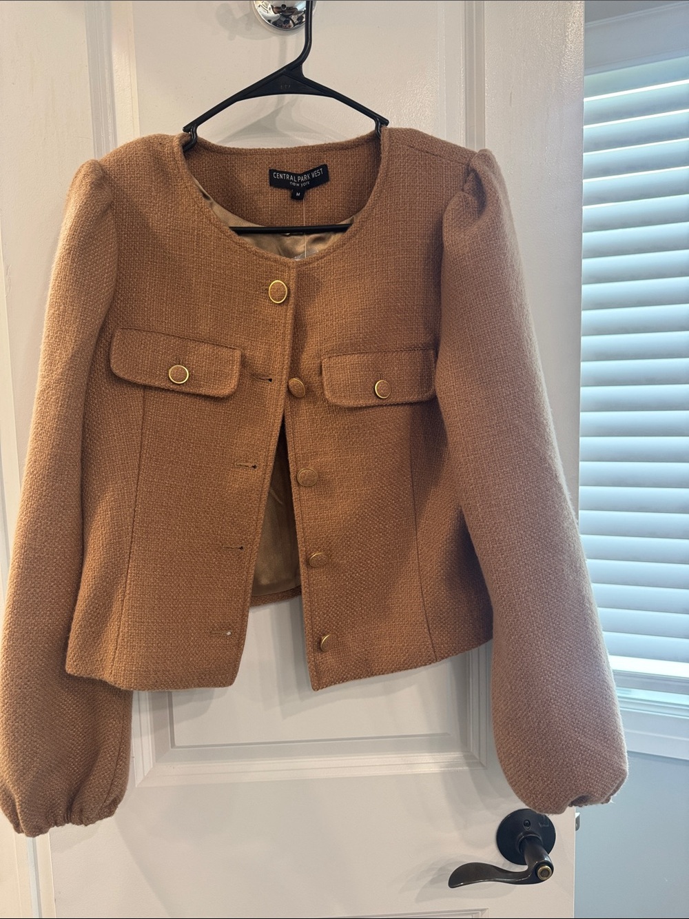 NWT Central Park West Women's Camel Textured Button Jacket